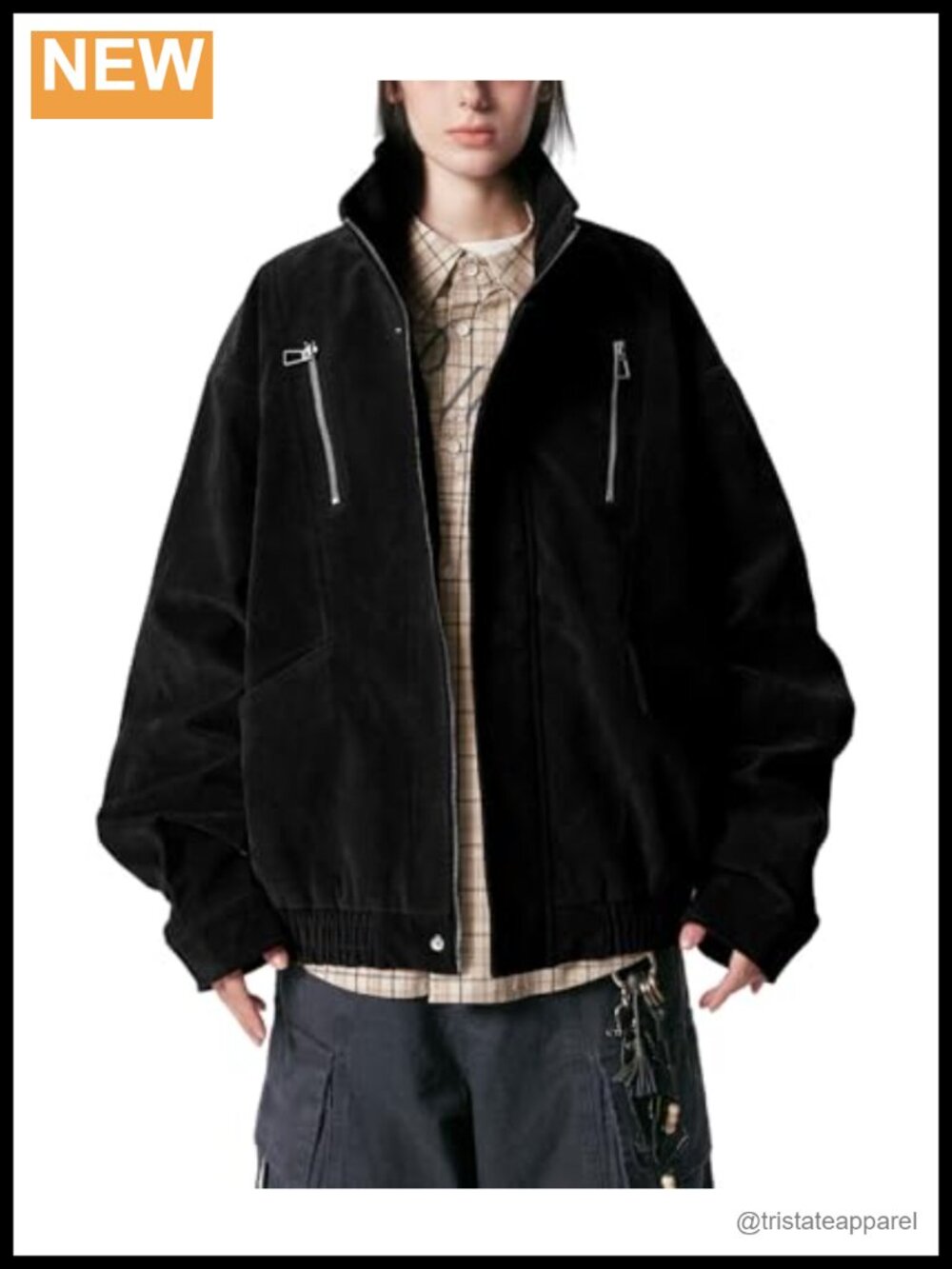 Oversized Faux Suede Bomber Jacket Zip Up Long Sleeve Streetwear Coat